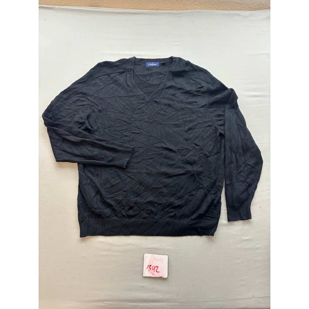 Jack Nicklaus Mens XL V-Neck Sweater Black 100% Cotton Golden Bear Logo Knit